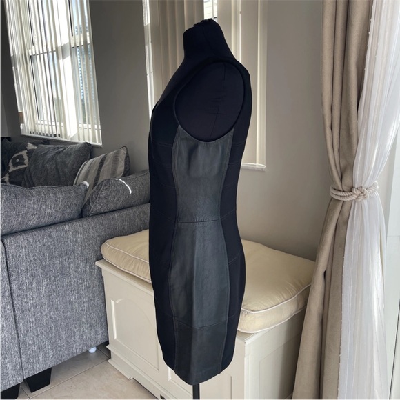 Charlotte Ronson Sz 6 Black stretch Dress sides in Lamb Leather - Picture 4 of 6